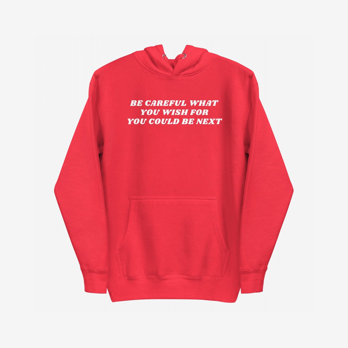 The Be Careful Hoodie EU features a bold warning slogan across the chest, ideal for activists and disruptors. This unisex midweight hoodie embodies everyday rebellion and supports the ACLU.