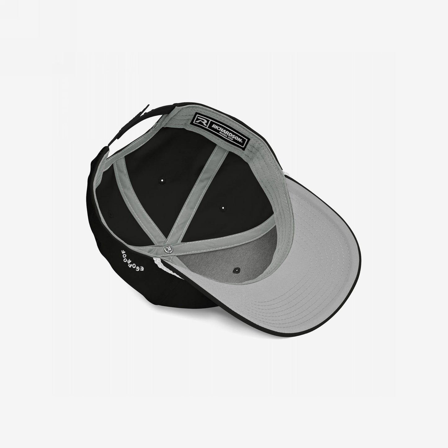 The underside view of the Make Art Every Day Hat reveals its sweatband, panel stitching, and Richardson brand label, emphasizing comfort and the empowering message embroidered on the front.