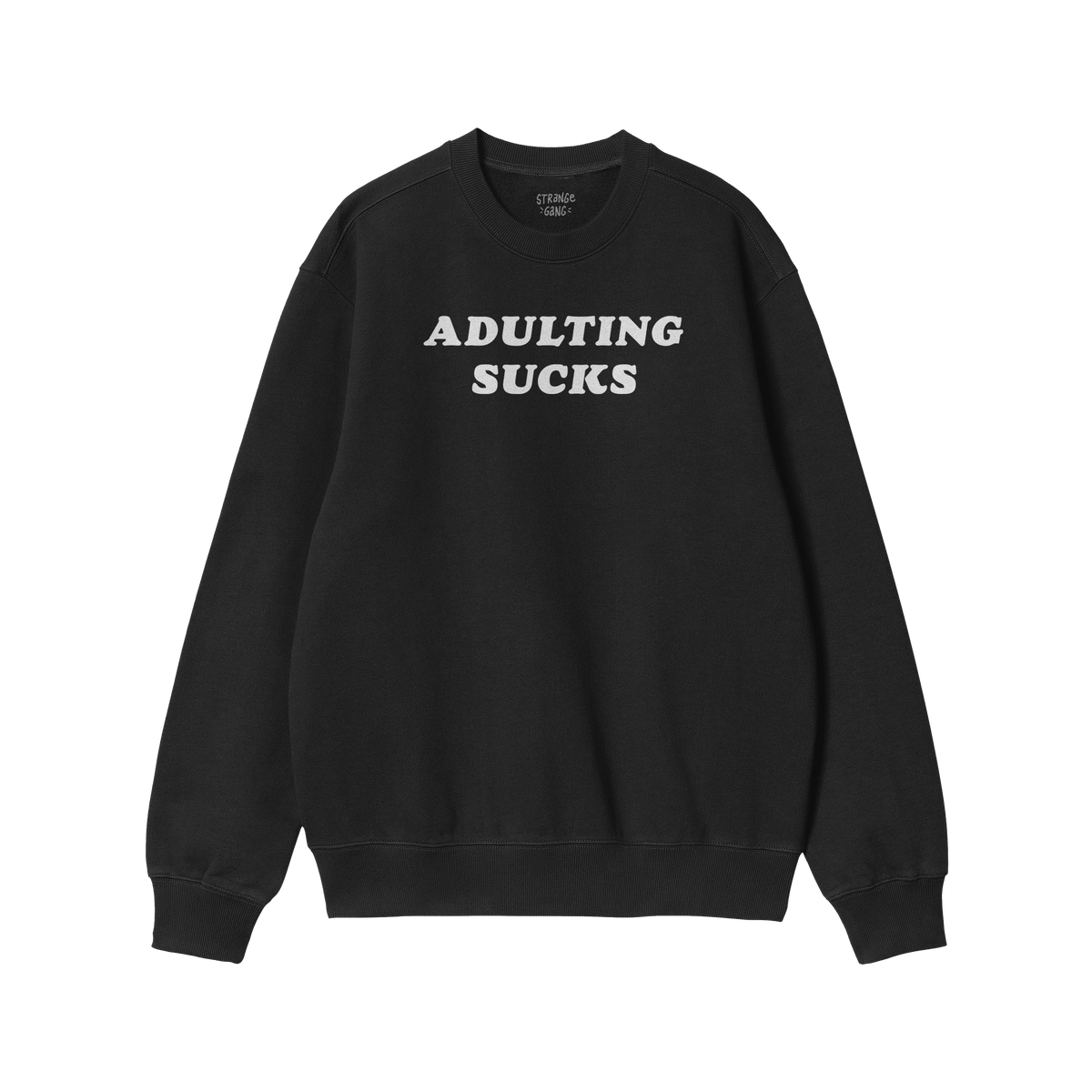 Black Adulting Sucks Hoodie & Sweatshirt with bold white text, cozy midweight fleece perfect for casual and sarcastic style s