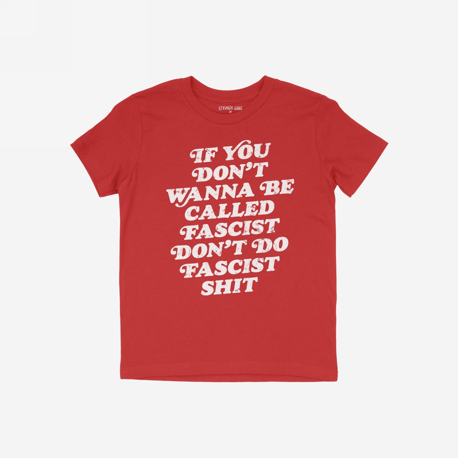 Anti-Fascist T-shirt featuring a bold, distressed white slogan advocating against fascism. Designed for individuals standing up to hate and injustice, embodying defiance and a call to action.