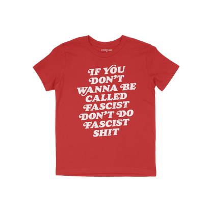 Anti-Fascist T-shirt featuring a bold, distressed white slogan advocating against fascism. Designed for individuals standing 
