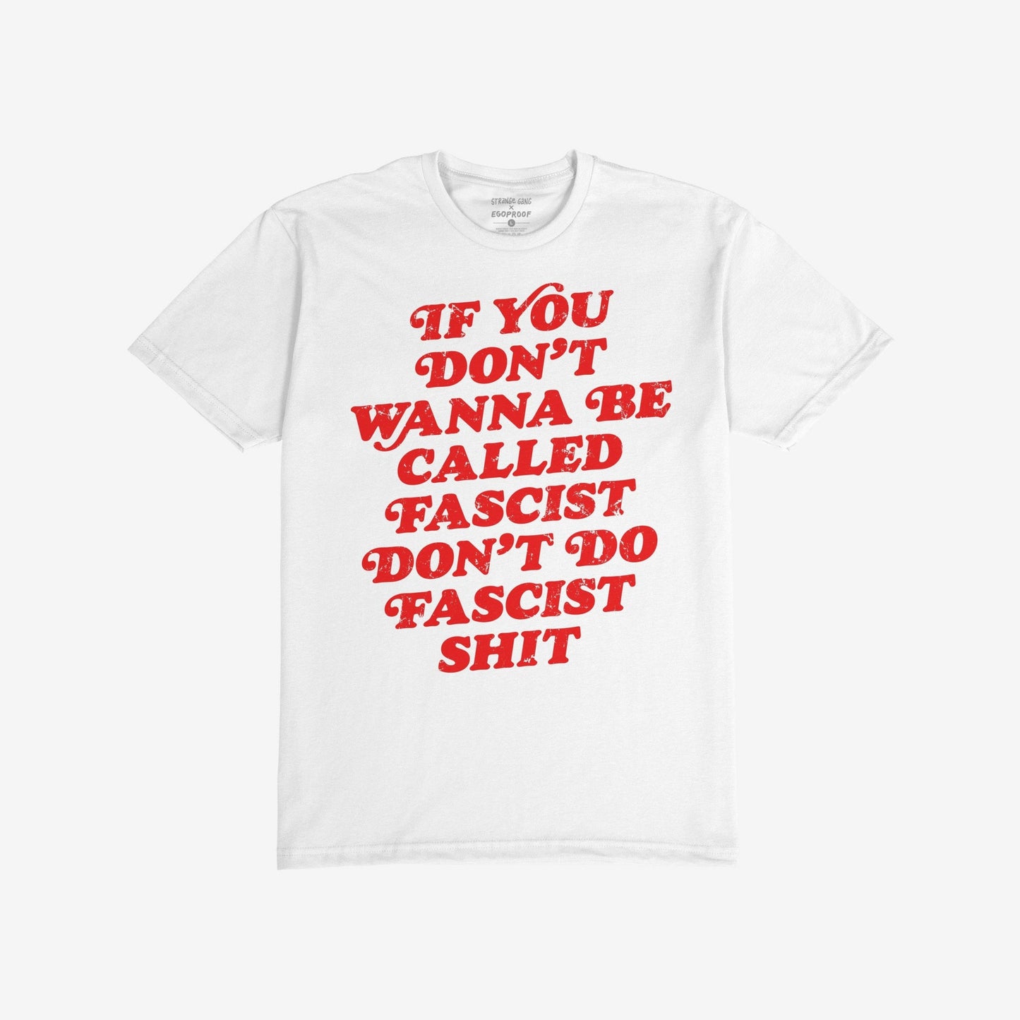 Anti-Fascist T-shirt featuring a bold red slogan urging accountability against fascism. Ideal for those who embrace resistance, this tee embodies defiance and a strong message against hate and injustice.