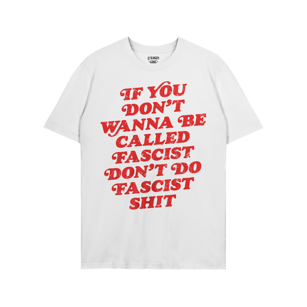 Anti-Fascist T-shirt featuring a bold red slogan urging accountability against fascism. Ideal for those who embrace resistanc