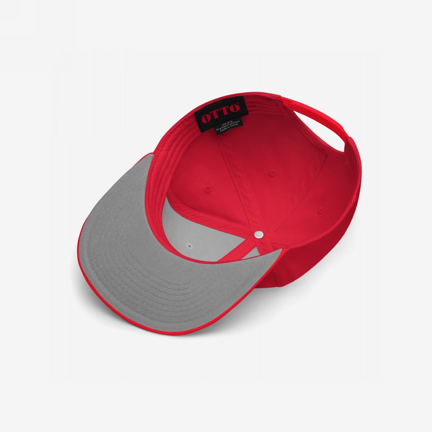 Anti-Fascist Hat showcasing a bold statement inside its adjustable red crown, featuring OTTO label. Designed for everyday wear and resistance, it embodies visible defiance against hate.