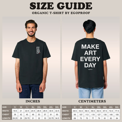 Organic T-shirt Size Chart by EGOPROOF