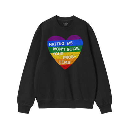 No LGBTQ Hate Hoodie & Sweatshirt with rainbow heart and bold message promoting pride, resilience, and LGBTQ+ equality and in