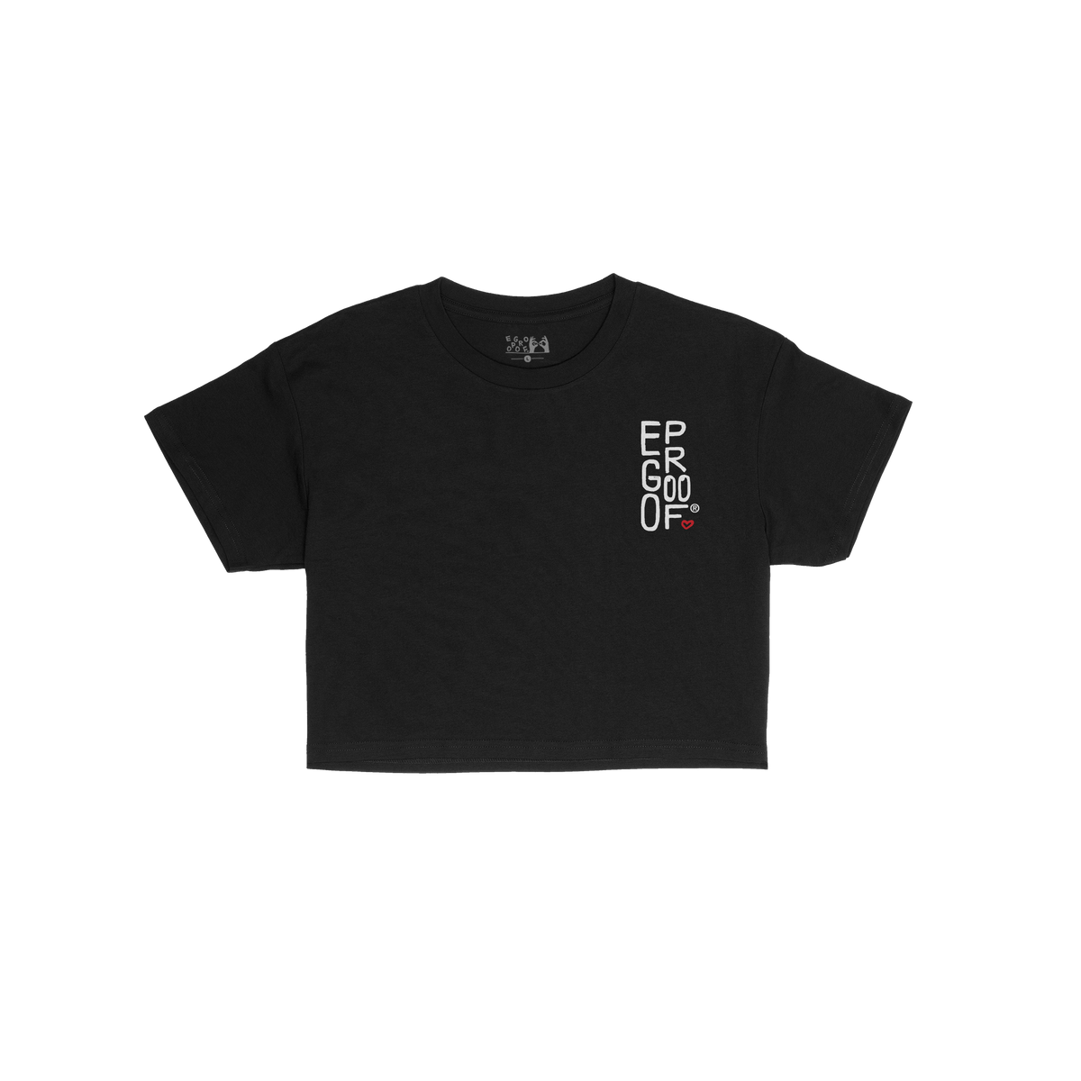 Make Art Every Day Women's Baby Tee in black with minimal white text on front, vintage-inspired cropped style for creative, a