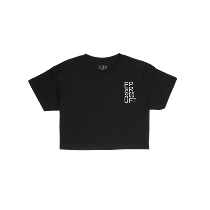 Make Art Every Day Women's Baby Tee in black with minimal white text on front, vintage-inspired cropped style for creative, a