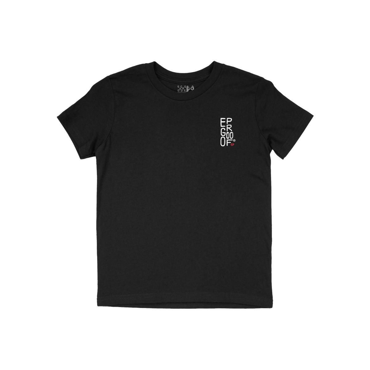 Black Make Art Every Day T-shirt with minimalist vertical EGOPROOF design on front chest, perfect for daily creative expressi