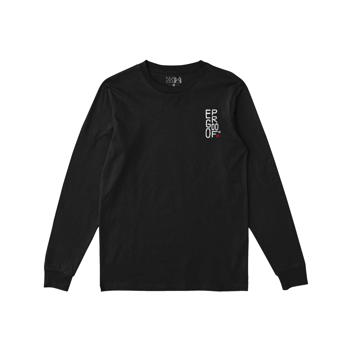 Make Art Every Day T-shirt long sleeve in black with small vertical graphic on chest, perfect for creative and artistic expre