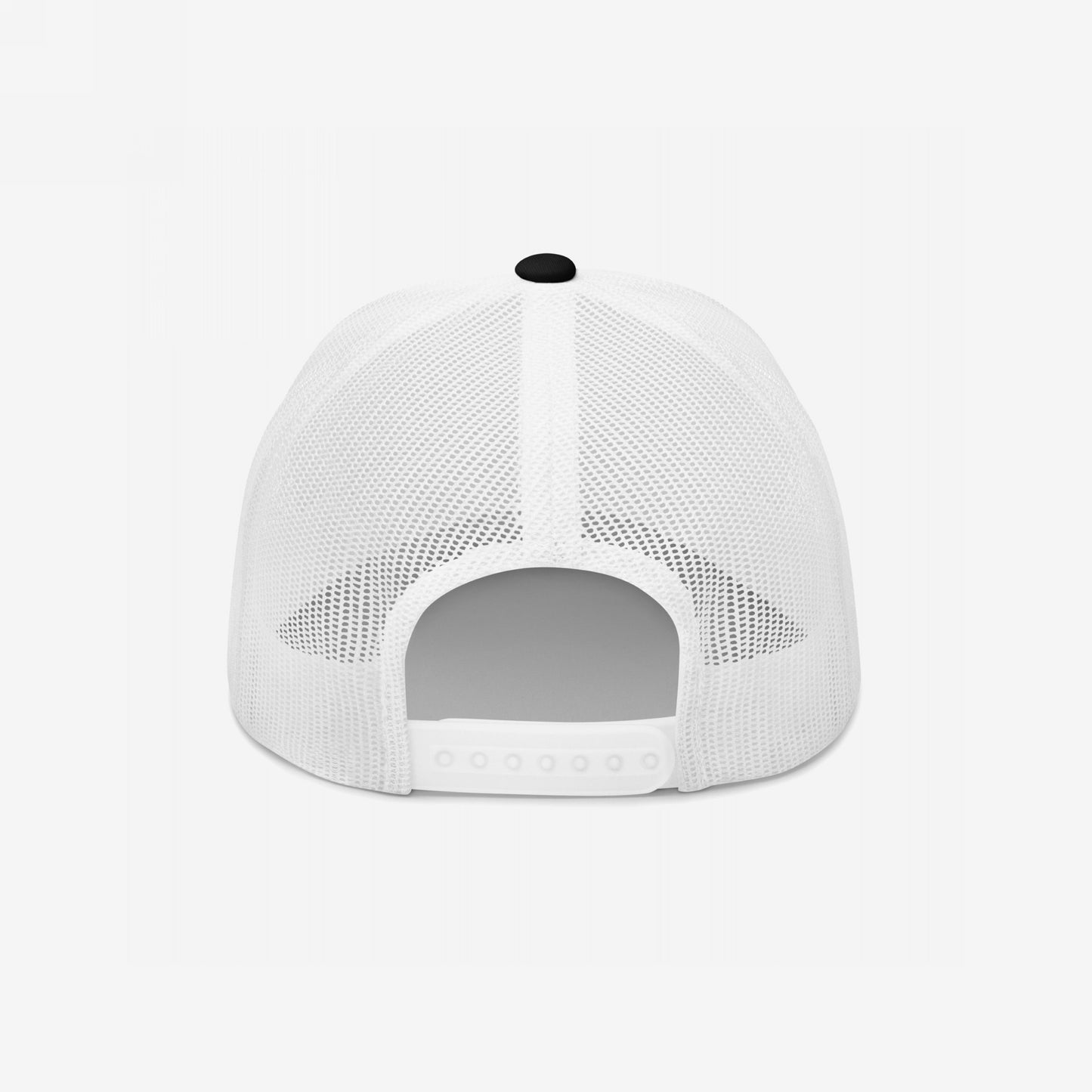 Back view of the Make Art Every Day Hat, a white mesh trucker-style cap featuring a snap-back adjuster and EGOPROOF embroidery, highlighting a mantra for creativity and persistence.