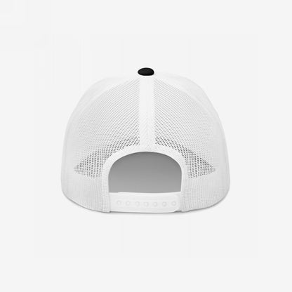 Back view of the Make Art Every Day Hat, a white mesh trucker-style cap featuring a snap-back adjuster and EGOPROOF embroidery, highlighting a mantra for creativity and persistence.